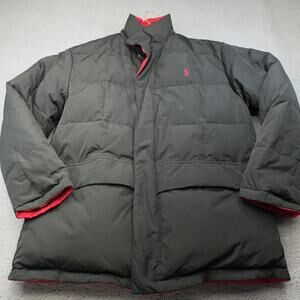 Polo Ralph Lauren Jacket Mens Large Black Red Down Reversible Puffer Winter Coat